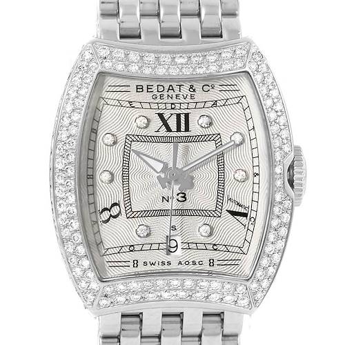The image shows a front view of the Bedat 314.051.109 Women's Stainless Steel Silver Dial 314.051.109 Women's Stainless Steel Silver Dial No. 3 Stainless Steel Diamond Ladies Watch 314.051.109.