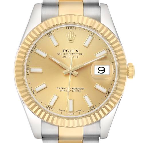 Photo of Rolex Datejust II 41 Steel Yellow Gold Champagne Dial Mens Watch 116333