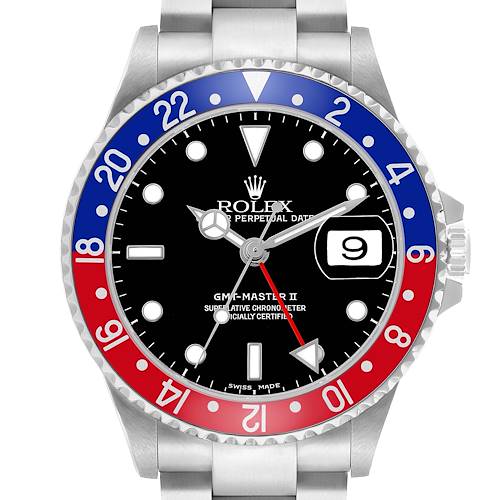 Photo of Rolex GMT Master II Blue Red Pepsi Bezel Steel Mens Watch 16710